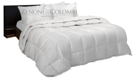 Zenoni & Colombi Piumino Matrimoniale XL 4 Stagioni in 100% Fiocco di Piumino D'Oca Vergine Siberiano, Set Monaco Piumone Autunnale + Piumone Primaverile Made in Italy (4 STAGIONI, 250x220cm)