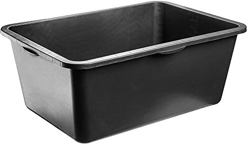 KADAX Bandeja de mortero, bandeja de mortero para construcción, bandeja de cemento cuadrada de plástico, caja de mortero negra, cubo de hormigón estable con asas, bandeja de comedor (80 L)