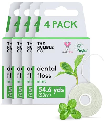 The Humble Co. Vegan Expanding Dental Floss, 220 Yards, Mint (4 Pack)
