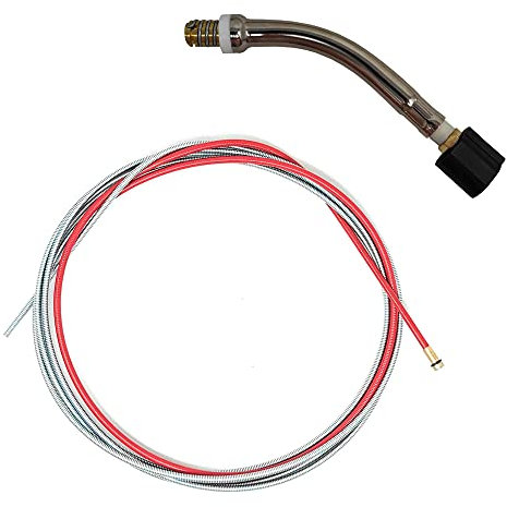 ELCAN Set di una testa torcia da 25ak e una guida filo rossa da 4m per filo da 1,0-1,2 mm per torcia mig mag. Consumabili e accessori pistola per saldatura. Collo di cigno per torcia di saldatura MB25