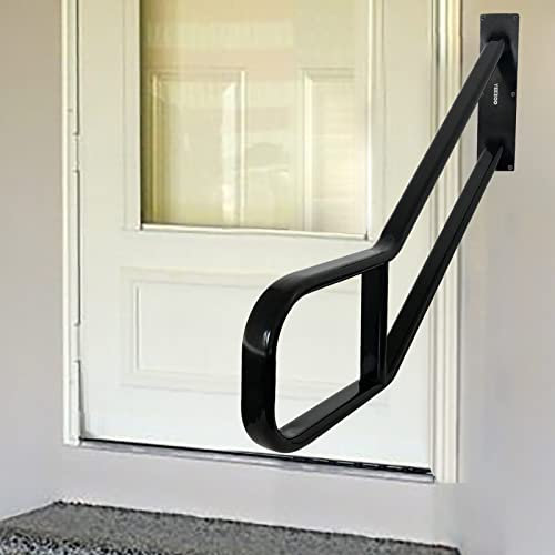 Wall Mount Handrail Grab Bar Rail for Outdoor Garage Steps, Black