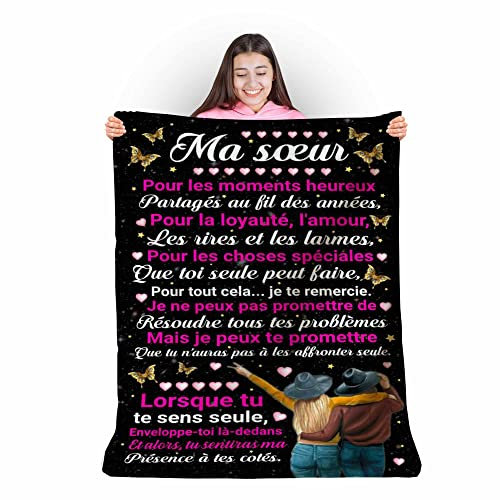 Zinello Design - Manta Personalizada Suave Polar para Regalar a su Hermana. Idea de Regalo Inusual útil para un cumpleaños, Navidad, el día de la Madre, una Boda, cubrecama para la decoración
