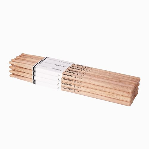 AQJUNONG Drum Sticks, Classic Oak Wood 7A Drumsticks (12 Pair)