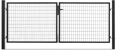Gardenode Easy CLÔTURE Portail de clôture Porte de Jardin grillagé barrière Acier galvanisé avec poteaux et Serrure 4m x H 1m00 Noir