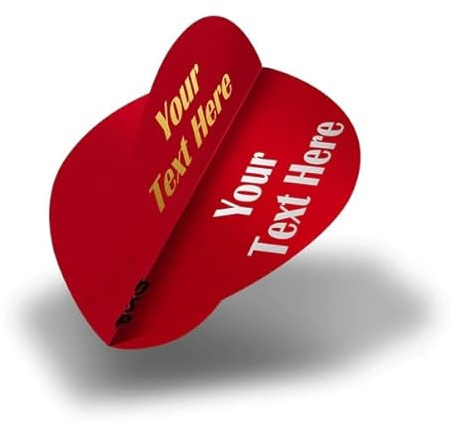 DESIGNA DARTS Personalised 75 Micron Flights | Custom Hot Foil Print Dart Flights | 5 Sets of 3 Flights, Pear, Red (PF9012RD)
