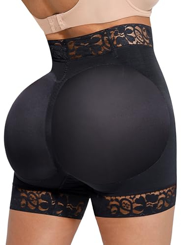 SHAPELLX Butt Lifting Shapewear For Women Tummy Control Faja Shaping Shorts Thigh Slimming Panties Mid Waisted Shaper (Black,Medium)