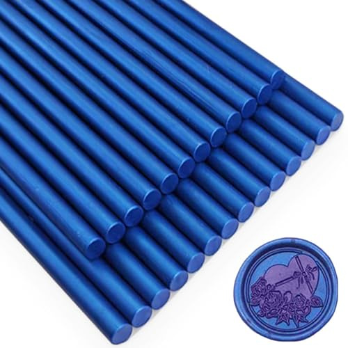 sello de cera barras, Ioggtser 26 Piezas Pistola de Pegamento Sello de Cera Palillo para Sello de Cera, Sello de Cera Sticks para Pistola de Pegamento, para Invitaciones (Sea Blue)
