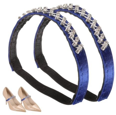 sourcing map 2 Pairs High Heels Shoe Straps, Rhinestone Elastic Shoe Straps Heels Detachable Ankle Straps Replacement Shoelace Crystal for Women Loose High Heels Slippers Sandals, Blue+Silver