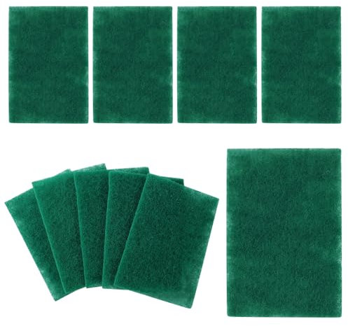 10 almohadillas de estropajo resistentes, almohadillas verdes, paño de limpieza de esponja de diamante, para platos, fregadores de cocina y baño