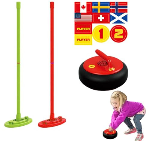 Mini Curling Set - Portosa giocattolo di gioco in famiglia, attività Sportiva illuminata | di Ricci di esterno al coperto, giochi per Feste scolastiche, gioco scorrevole per Bambini e adulti, gi