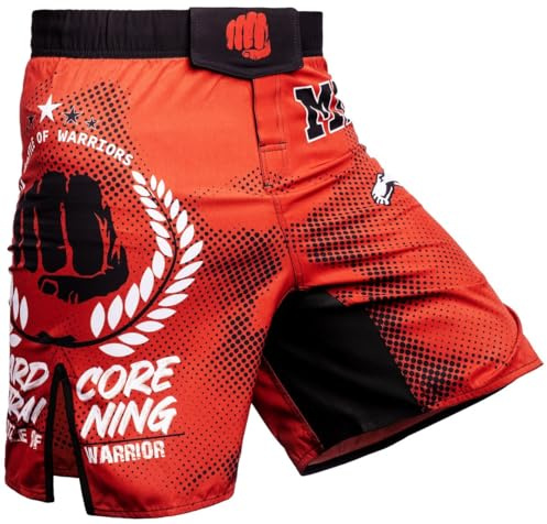 Hardcore Training Fight Shorts Fighters Club Män Boxning MMA Combat BJJ Grappling Fitness Muay Thai Kickboxning No Gi Kickboxing (DE/NL/SE/PL, Alfa, L, Regelbunden, Regelbunden, Coral)