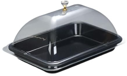 Jiuvaso Campana per Alimenti Vetrina Da Tavola Protezione per Buffet Coperchio per Dolci Piatto di Servizio con Superficie Liscia per Pulizia Rapida Adatto Pe, Nero