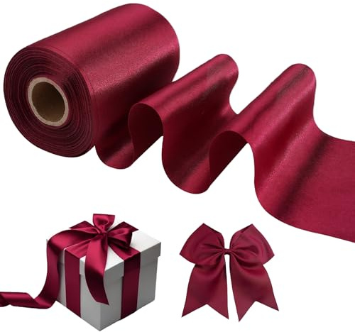 PetGlimmer Ruban Satin Rouge Large, Ruban Rouge 10 cm X 20 m Large Porte