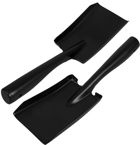 Housoutil Paletta per Cenere da Stufa in Acciaio Inox 2 Pezzi Paletta per Carbone da Stufa Impugnatura Ergonomica Kit Compatto per Pulizia Barbecue e Giardinaggio Outdoor