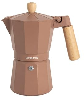 CREATE / THERA MOKA RETRO/Cafetera italiana sin adaptador para inducción moca/Capacidad de 9 tazas, aluminio, 450 ml, válvula de seguridad, apta para gas, cocina eléctrica o vitro
