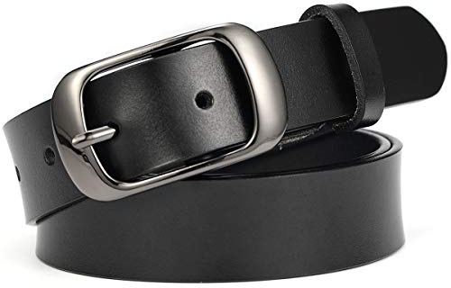 McFanBe Mesdames Ceinture en Cuir Pour les Femmes Filles Jeans Pantalon de Robe 2,8cm Largeur (L:113cm(Taille ajustée 87-96cm/35-38), C:Noir)