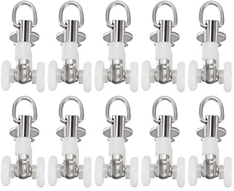 uxcell Curtain Track Plastic Twin Wheeled Carriers Drapery Rail Sliding Glider for Window Shower Curtain Tracks 11mm Dia 10 Pcs