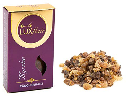 Luxflair Myrrhe Premium à brûler et à encenser, 50g de résine Pure grossièrement moulue, encens utilisable sur du Charbon de Bois ou du Tamis à encens