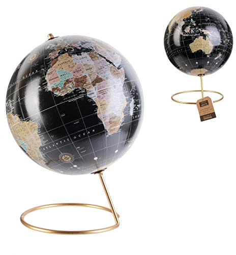 Happy working - Globe terrestre décoratif, 21,5 x 29 cm, Design original et créatif noir CMMO1314