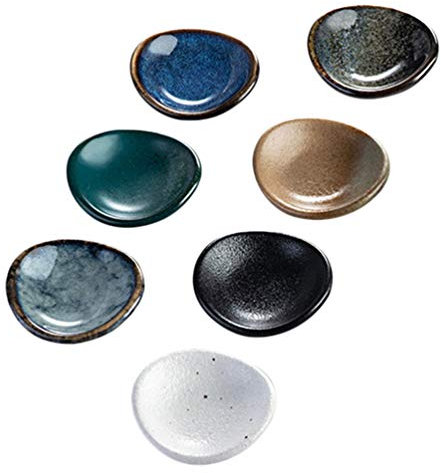 Amosfun 7 Stücke Keramik stäbchen Halter Ablage japanischen Stil stäbchen Rest Sushi Essstäbchen Bank Messer Löffel Halterung Rund Form Küche Restaurant Zuhause Zubehör Zufällig Stil