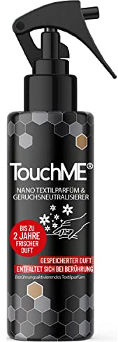 TouchME - Textilerfrischer Spray & Geruchsneutralisierer | Berührungsaktivierendes Textil Parfüm & Geruchsentferner | Ideal als Auto Duft, Wäschespray od. Nikotinentferner (200ml) | Premium Black Gold