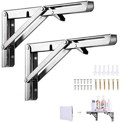 Viesap klappkonsole schwerlast 250mm, 2 Stück regalträger edelstahl, Klapptisch Wand, winkel regalträger, klappwinkel, Tragfähigkeit 50kg,für Platzsparende Haus Küche Büro Grill klapptisch Wandmontage