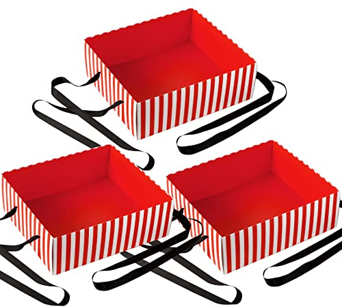 SATINIOR 3 Pcs Halloween Movie Night Snack Trays Wearable Snack Tray Party Tray Popcorn Trays Tables 20's Theme Popcorn Vendor Costume Carnival Movie Supplies(Red)