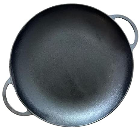 Thorness Cast Iron 14” Diameter Paella Pan | Large Skillet Frying Pan | Prospector Style pan | 35cm Diameter | Non-Stick Induction Paella pan | Paella Pan for BBQ | Indoor or Outdoor use