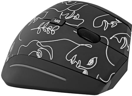 T’NB Souris Mariko - Souris Ergonomique Verticale sans Fil 2.4 GHz Design Exclusiv, Récepteur USB-A, Confortable Toucher Doux, Pile Longue Durée avec Mode Veille Automatique - Motif Line Art