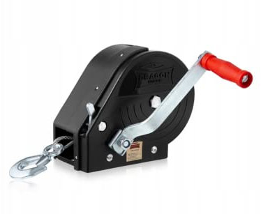 Dragon Winch Cabrestante manual con carcasa 2500 lbs / 1133 kg con gancho y cable de acero 10m para embarcaciones pequeñas, motos, vehículos y talleres | Torno manual de una velocidad