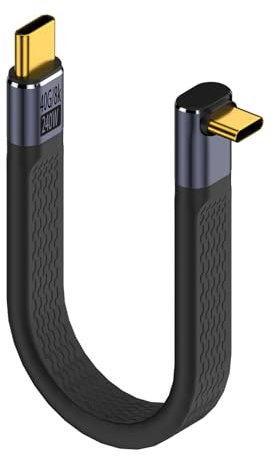 QIANRENON Cable de datos USB 4.0 C macho a conector C de 90 °, carga rápida, 40 Gbps, 240 W, 13 cm (curva positiva) para smartphone, Thunderbolt 3/4