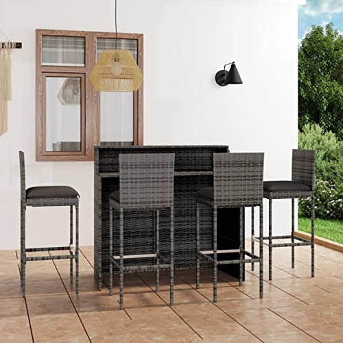 ZEYUAN 5-TLG. Trädgårdsbarset med kuddar, trädgårdsmöbler sittgrupp, bord med stolset, utomhusmöbler, sittgrupp trädgård, matbord, bordsset, balkongmöbler set, grå
