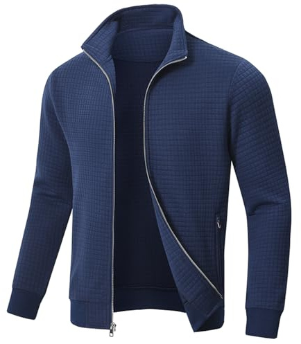 Huayuzh Mens Lightweight Jacket Casual Outdoor Windbreaker Stand Collar Jacket Sport Hiking Running with Zip Pockets Navy L