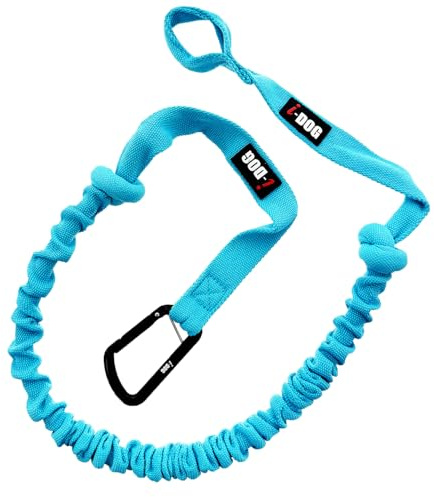 Longe (Laisse) pour Chien de Traction avec Amortisseur One canicross, cani Rando, cani Jogging, cani Trail, cani Marche, Utilisation Intense Sportive ou Loisirs, I-dog Marque Française. (Bleu)
