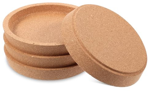 4 Stück Korkuntersetzer Rund Extra Dick Mit Erhöhtem Rand Absorbierende Hitzebeständige Runde Kork Untersetzer Für Die Meisten Tassen Wiederverwendbar Stapelbar
