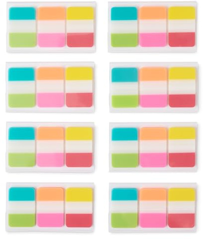 Amazon Basics Sticky Tabs, Self-Adhesive Page Markers, Colorful Book Tabs, Sticky Notes, Writable Index Tabs, Annotation Tabs for Reading Notes, Files, Office, 480 Assorted Pack, 2.5 cm Wide