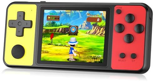 ZHISHAN 32 Bit Handheld Games for Kids Built-in 139 Video Games,3.0 IPS Screen Rechargeable Portable Arcade Gaming Player,Electronic Toys for Boys Girls Birthday Xmas Gift (Yellow-Red)