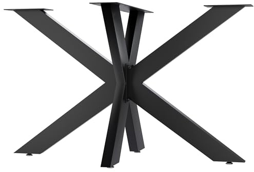 CLP Patas de Mesa Biloxi I Patas de Mesa para mesas de Bricolaje I Altura 71 cm I Estructura de Mesa en Forma de Estrella de Acero con Recubrimiento en Polvo, Color:Negro, Tamaño: