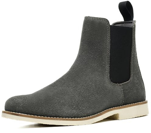 SL-Saint Botas Chelsea Clásicas Hechas a Mano Para Hombre Moda Auténtica Piel de Vaca Slip On (Gris Cuero, Adulto, Hombre, 41, Números, Sistema tallas calzado EU, mediano)