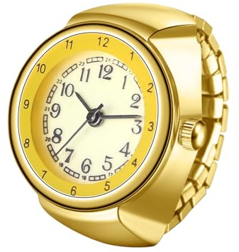 JewelryWe Reloj con Anillo Elástico Unsix: Oro Reloj Analógico de Cuarzo con Escala de Números Árabes Y Correa Elástica con Anillo - para Ocio Negocios Regalos