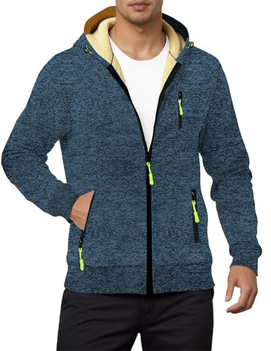 Sudadera Hombre con Capucha y Cremallera Invierno Chaqueta Deportiva con Bolsillo Manga Larga Zipper Sudaderas Básico Retro Hip Hop Ropa De Trabajo Hoodie Informal Fitness