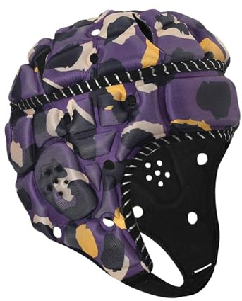QSTDGVPW Casco de Rugby, Gorra Deportiva, Ajustable, Amortiguador, Casco de Fútbol Americano para Niños Y Niñas, Lanzadores, Porteros de, Amarillo púrpura