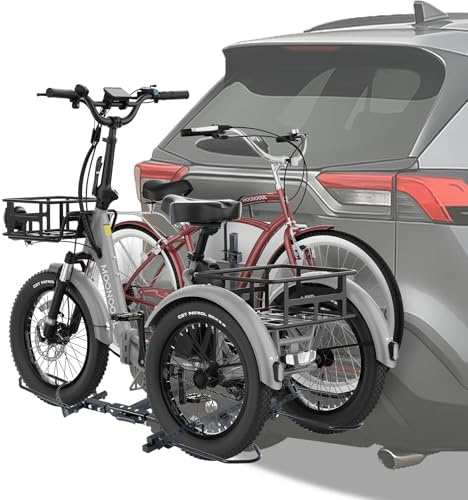 ABORON Trike Rack, 5” Fat Tire Trike Hitch Rack for SUV Truck Van RV, Fit 2 Receiver, Foldable Bike Carrier, 170/270 lbs Heavy-Duty Platform Carrier