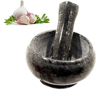 MINI MORTAIO CON PESTELLO IN MARMO SCURO DIAMETRO INTERNO 65 mm