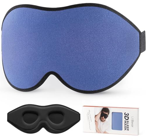 LitBear Sleep Masks, Light Blocking Eye Mask Sleeping for Women Men Side Sleeper, Soft 3D Comfortable Sleeping Mask with Adjustable Elastic Strap for Travel