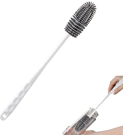 LIDCOM Goupillon Long avec Support - Nettoyage réutilisable pour biberons en Silicone,Outils Nettoyage Cuisine Lavage Tasse en Verre Bouteille pour Nettoyer des Bouteilles