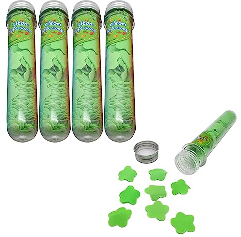 Gadgetime USA Flower Paper Soap Sheets (Pack of 4) - Portable Disposable Travel Paper Soap Confetti - Foaming Hand Washing Scented Soap Flakes for Indoor, Travel, Camping, Hiking, Outdoor, (Green)
