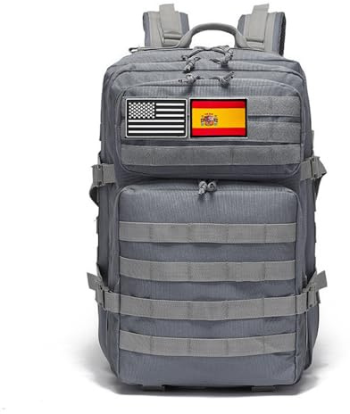 smallrun Sac à dos tactique militaire 45L Sac à dos de l'armée Grande capacité Sac à dos Crossfit Pliable Imperméable Sac à dos Alpinisme, Randonnée, Camping, gris, 45L