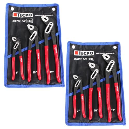 TECPO Juego de 6 alicates para bomba de agua, 180 mm, 250 mm, 300 mm