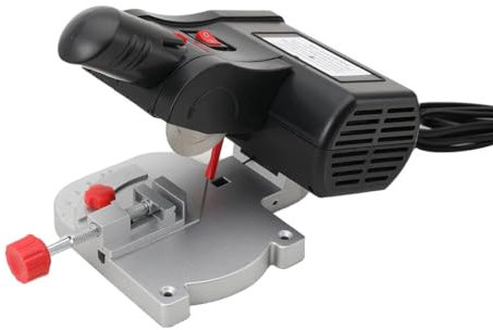 Cozyel Mini sega a testa troncata, 90 W, mini sega per metallo, portatile, mini sega troncatrice in acciaio, lama circolare, 0°-45°, in acciaio regolabile, per legno, metallo, 4500 giri/min